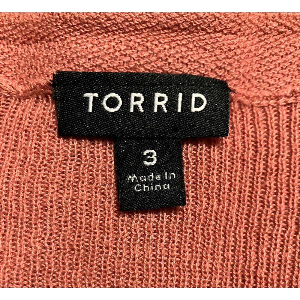Torrid Women's Coral Orange Open Front Long Sleeve Cardigan Sweater | Size 22/24 - Picture 8 of 11